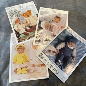 Vintage Knitting Pattern Set for Kids' Doll Clothes